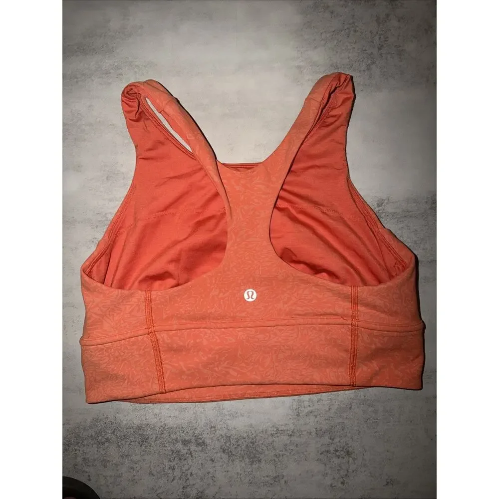 Lululemon Wunder Train Long-Line Bra‎ *Medium Support Crunch Warm Coral Size 10